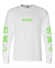 Load image into Gallery viewer, WHITE "LOYALTY" LONG SLEEVE T-SHIRT