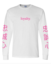 Load image into Gallery viewer, WHITE "LOYALTY" LONG SLEEVE T-SHIRT