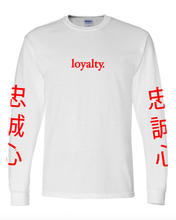 Load image into Gallery viewer, WHITE "LOYALTY" LONG SLEEVE T-SHIRT