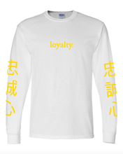Load image into Gallery viewer, WHITE "LOYALTY" LONG SLEEVE T-SHIRT