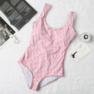 Pink D One Piece Bathing Suit