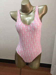 Pink D One Piece Bathing Suit