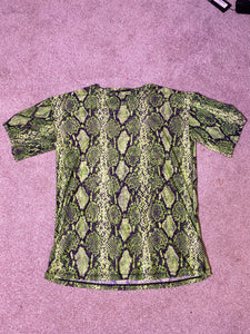 See Through Snake Skin Oversized T-shirt Dress - Medium