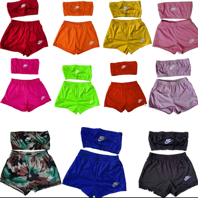 IN STOCK 2PC TUBE TOP NIKE SHORTS SET - Choose your color