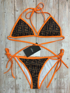 IN STOCK F Orange & Brown Bikini
