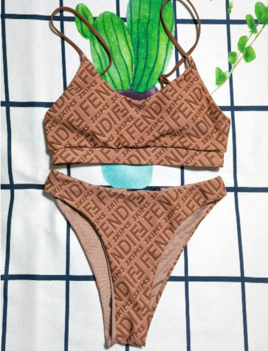 IN STOCK F Brown & Tan Bikini
