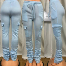 Load image into Gallery viewer, LIGHT BLUE STACKED SWEATS WITH POCKETS