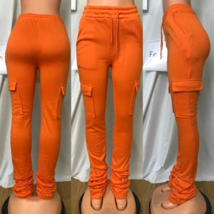 ORANGE STACKED SWEATS WITH POCKETS