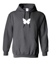 Load image into Gallery viewer, DARK GREY &quot;BUTTERFLY&quot; HOODIE