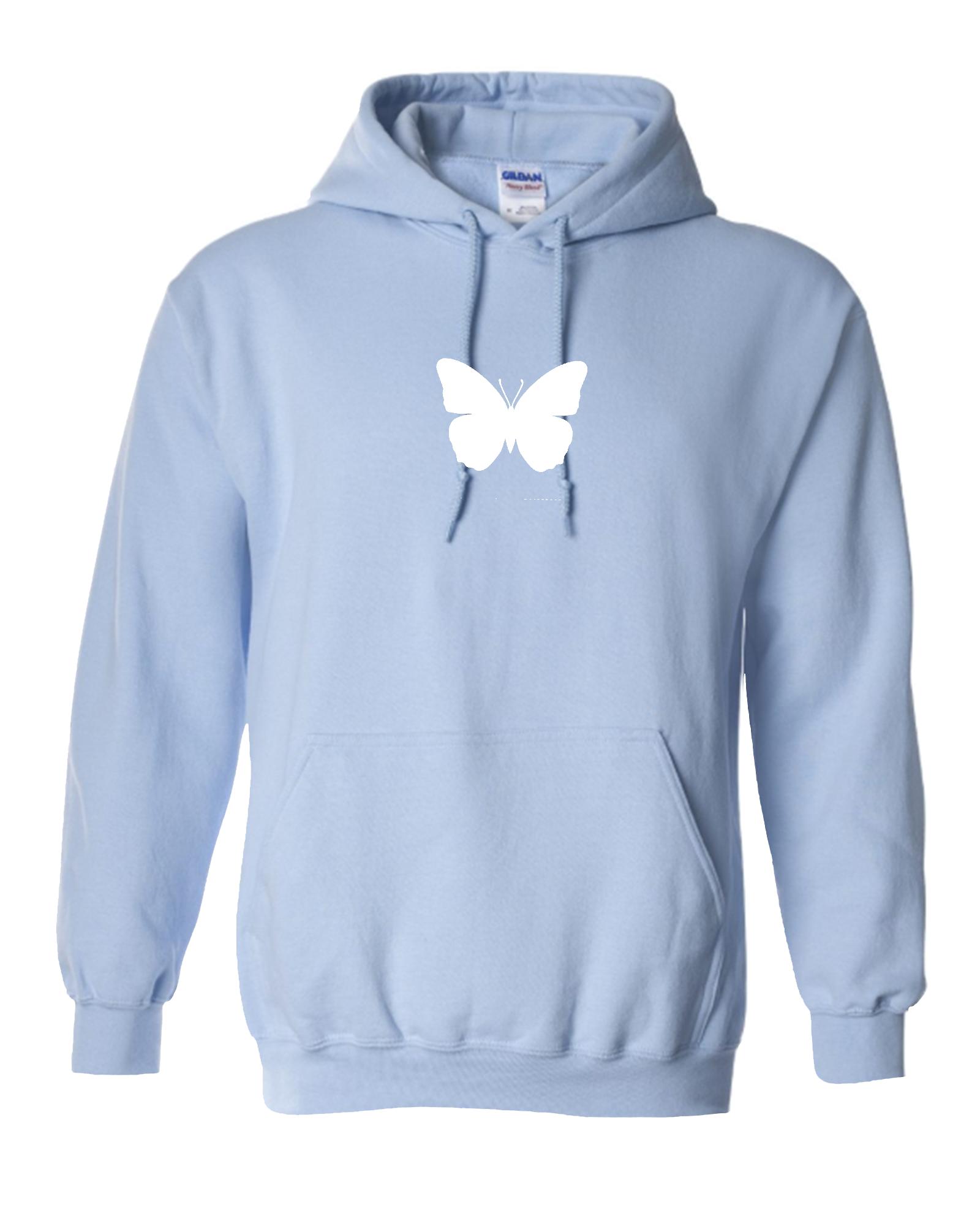 White hoodie cheap with blue butterfly