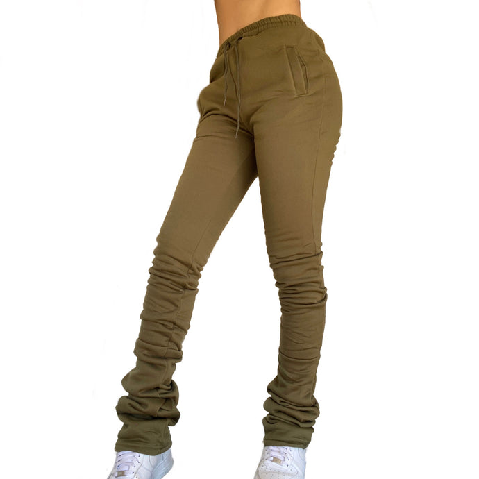 OLIVE GREEN THICK STACKED SWEATS