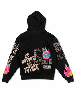 BLACK SAVE OUR PLANET CHENILE PATCH HOODIE