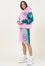 Load image into Gallery viewer, PINK, GREEN AND GREY COLOR BLOCK WELLBEING ASSOC HOODIE