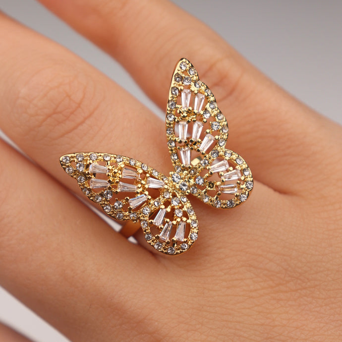 GOLD BUTTERFLY RING