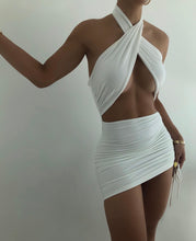 Load image into Gallery viewer, Evelyn Criss Cross Halter Dress White