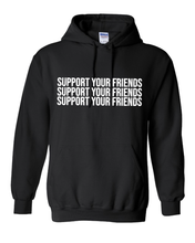 Load image into Gallery viewer, BLACK WITH NEON &quot;SUPPORT YOUR FRIENDS&quot; HOODIE
