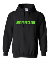 Load image into Gallery viewer, BLACK WITH NEON &quot;#NOFREECLOUT&quot; HOODIE