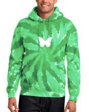 Load image into Gallery viewer, GREEN TIE DYE &quot;BUTTERFLY&quot; HOODIE