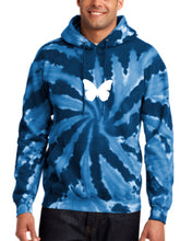 Load image into Gallery viewer, NAVY TIE DYE &quot;BUTTERFLY&quot; HOODIE