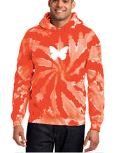 Load image into Gallery viewer, ORANGE TIE DYE &quot;BUTTERFLY&quot; HOODIE