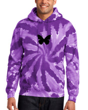Load image into Gallery viewer, PURPLE TIE DYE &quot;BUTTERFLY&quot; HOODIE