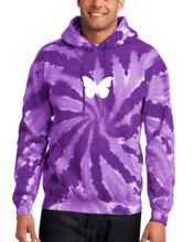 Load image into Gallery viewer, PURPLE TIE DYE &quot;BUTTERFLY&quot; HOODIE