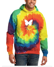 Load image into Gallery viewer, RAINBOW TIE DYE &quot;BUTTERFLY&quot; HOODIE