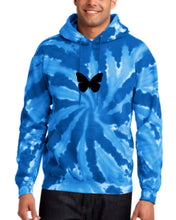Load image into Gallery viewer, BLUE TIE DYE &quot;BUTTERFLY&quot; HOODIE