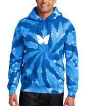 Load image into Gallery viewer, BLUE TIE DYE &quot;BUTTERFLY&quot; HOODIE