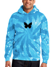 Load image into Gallery viewer, TURQUOISE TIE DYE &quot;BUTTERFLY&quot; HOODIE