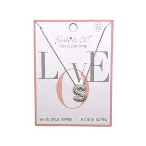 BLINGED OUT BUBBLE INITIAL NECKLACE - ONLY S available