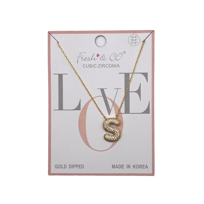 BLINGED OUT BUBBLE INITIAL NECKLACE - ONLY S available
