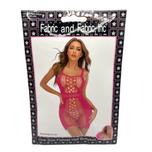 Load image into Gallery viewer, PINK FISHNET DRESS WITH RHINESTONE LINGERIE