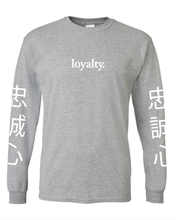Load image into Gallery viewer, LIGHT GREY &quot;LOYALTY&quot; LONG SLEEVE T-SHIRT