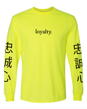 Load image into Gallery viewer, NEON YELLOW &quot;LOYALTY&quot; LONG SLEEVE T-SHIRT