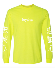 Load image into Gallery viewer, NEON YELLOW &quot;LOYALTY&quot; LONG SLEEVE T-SHIRT