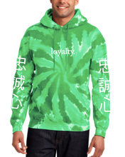 Load image into Gallery viewer, GREEN TIE DYE &quot;LOYALTY&quot; HOODIE