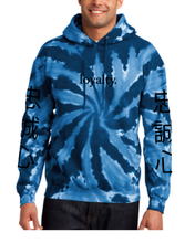 Load image into Gallery viewer, NAVY TIE DYE &quot;LOYALTY&quot; HOODIE