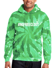 Load image into Gallery viewer, GREEN TIE DYE &quot;#NOFREECLOUT&quot; HOODIE