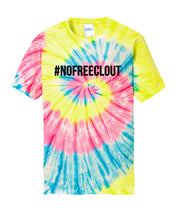 Load image into Gallery viewer, NEON RAINBOW TIE DYE &quot;#NOFREECLOUT&quot; T-SHIRT