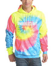 Load image into Gallery viewer, NEON RAINBOW TIE DYE &quot;#NOFREECLOUT&quot; HOODIE