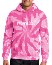 Load image into Gallery viewer, PINK TIE DYE &quot;#NOFREECLOUT&quot; HOODIE