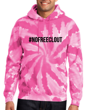 Load image into Gallery viewer, PINK TIE DYE &quot;#NOFREECLOUT&quot; HOODIE