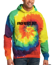 Load image into Gallery viewer, RAINBOW TIE DYE &quot;#NOFREECLOUT&quot; HOODIE