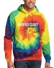 Load image into Gallery viewer, RAINBOW TIE DYE &quot;#NOFREECLOUT&quot; HOODIE