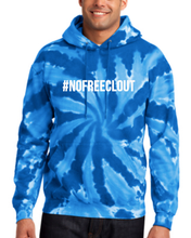 Load image into Gallery viewer, BLUE TIE DYE &quot;#NOFREECLOUT&quot; HOODIE