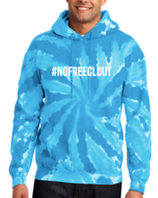 Load image into Gallery viewer, TURQUOISE TIE DYE &quot;#NOFREECLOUT&quot; HOODIE