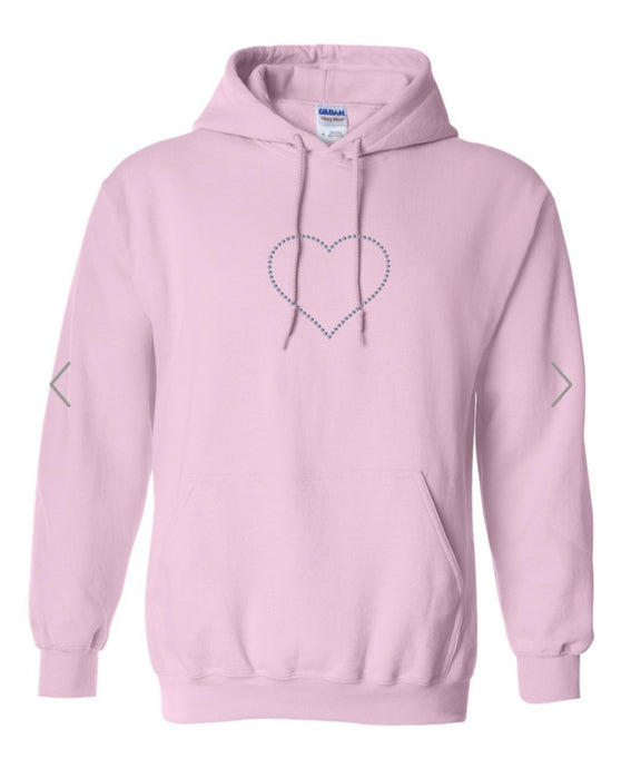 LIGHT PINK HOODIE WITH CLEAR RHINESTONE 