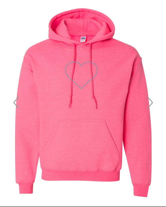 NEON PINK HOODIE WITH CLEAR RHINESTONE 