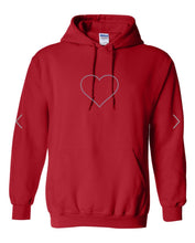 Load image into Gallery viewer, RED HOODIE WITH CLEAR RHINESTONE &quot;HEART&quot;